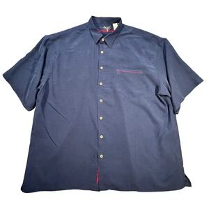 Bamboo Cay Navy Blue Button Down Shirt Mens 3XL American Flag Embroidered